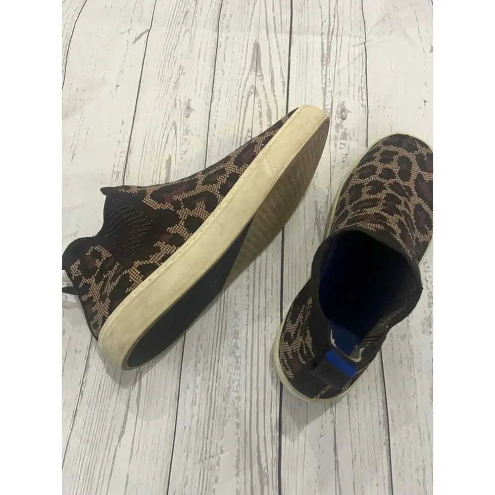 Rothy's Chelsea Wildcat Ankle Booties in Brown Leopard Size 10.5